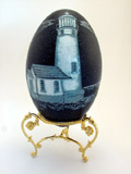 Cape Blanco Lighthouse (Oregon) carved emu egg