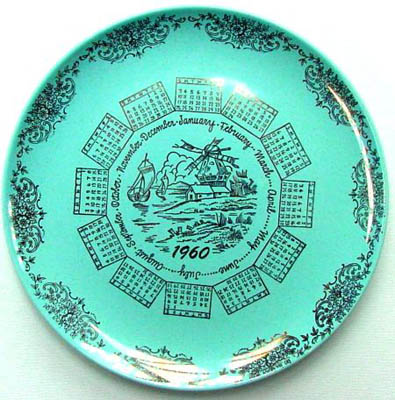 1960 collectible calendar plate - front