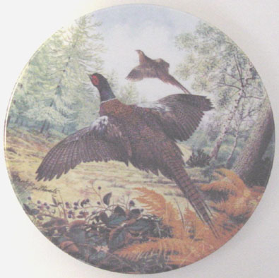 Pheasants in Flight - by Derek Braithwaite - Plate Front