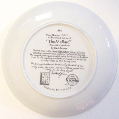 The Mallard - by Bart Jerner - Plate Back